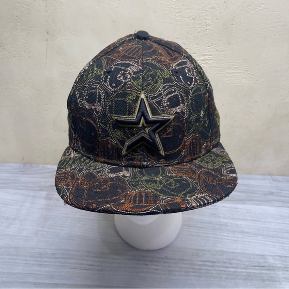 New Era 59Fifty Black Camo Stitch Houston Astros Baseball Fitted 7 1/8 Cap Hat - Picture 2 of 9